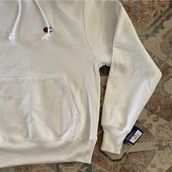 Champion Men’s Reverse Weave Heavyweight Hoodie Sweatshirt Size Small White New - Picture 4 of 16